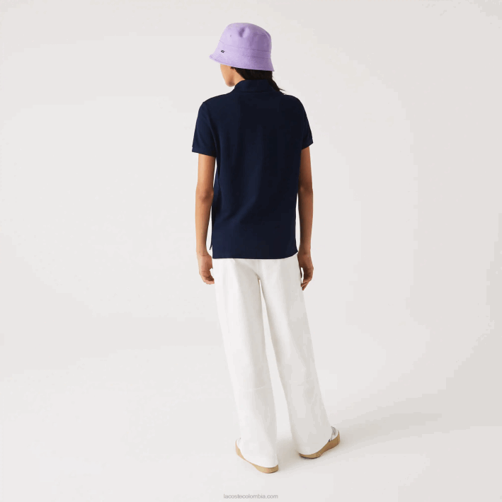 mujer Lacoste 6F242365 azul marino 166 Polo de petit piqué de algodón suave de corte regular