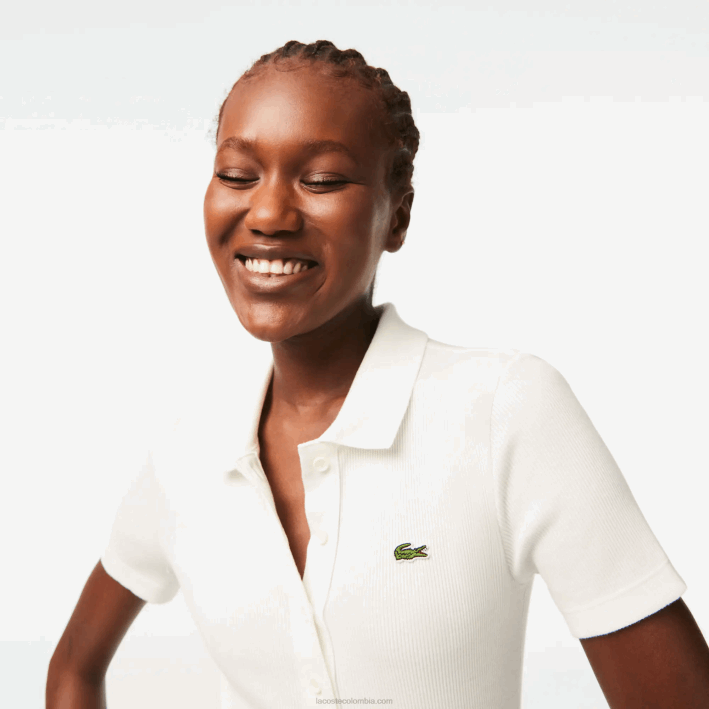 mujer Lacoste 6F242375 blanco 70v polo de algodón orgánico