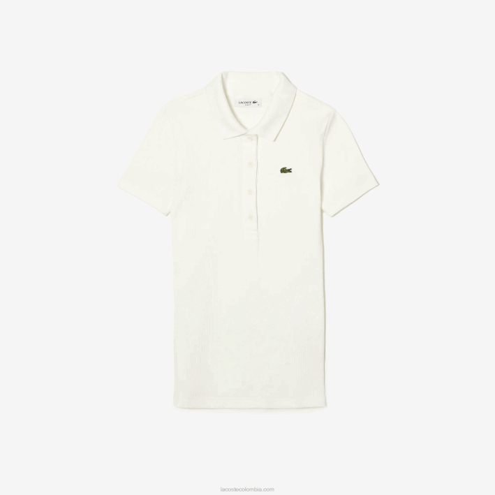 mujer Lacoste 6F242375 blanco 70v polo de algodón orgánico