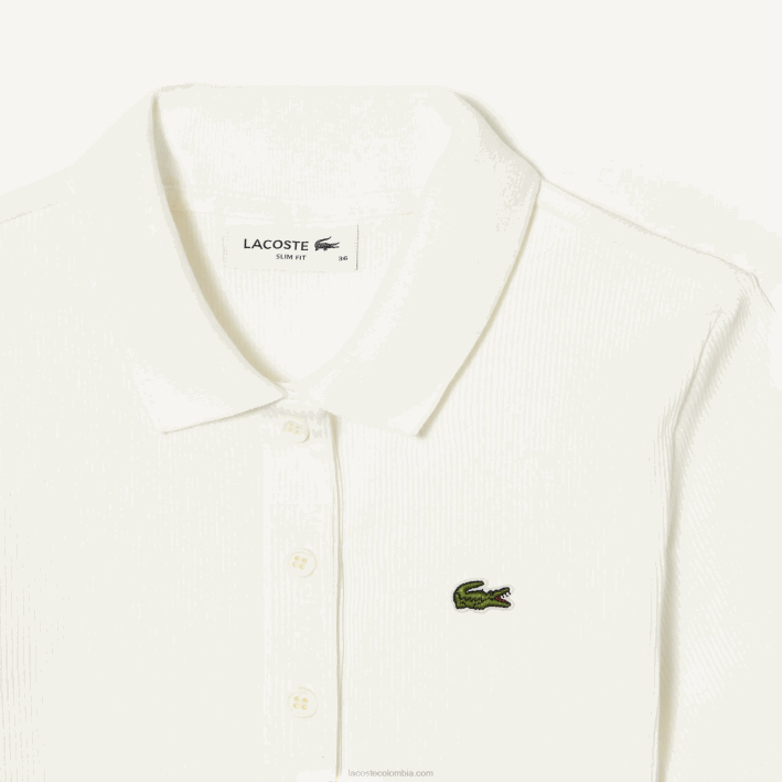 mujer Lacoste 6F242375 blanco 70v polo de algodón orgánico