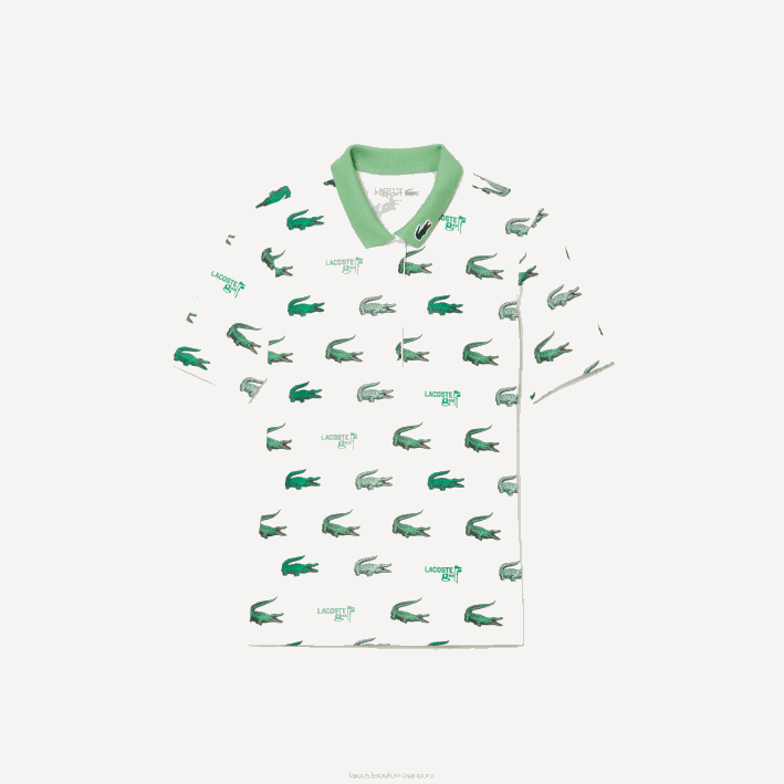 mujer Lacoste 6F242378 blanco verde 2p0 polo de golf con estampado de cocodrilo