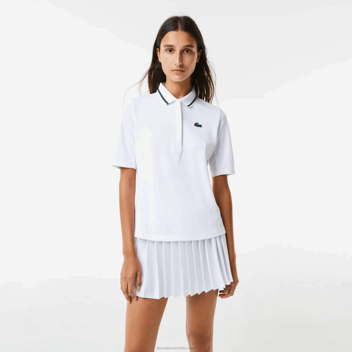 mujer Lacoste 6F242461 blanco verde pb4 polo deportivo de tenis de piqué termorregulador mujer Lacoste 6F242461 blanco verde pb4 polo deportivo de tenis de piqué termorregulador