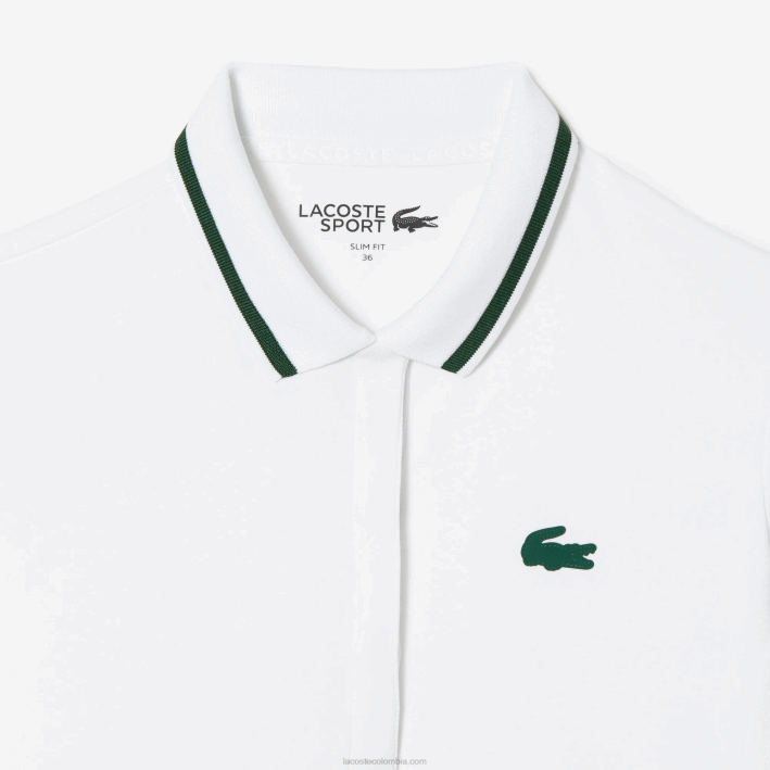 mujer Lacoste 6F242461 blanco verde pb4 polo deportivo de tenis de piqué termorregulador