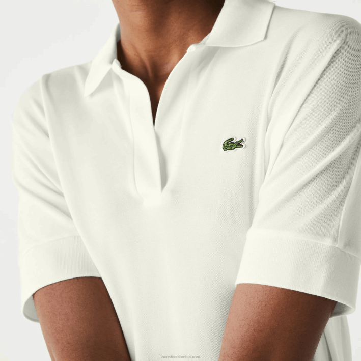 mujer Lacoste 6F242462 blanco 70v polo de piqué fluido de corte holgado