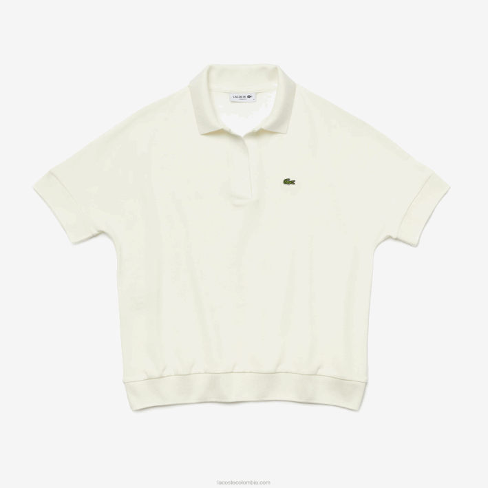 mujer Lacoste 6F242462 blanco 70v polo de piqué fluido de corte holgado