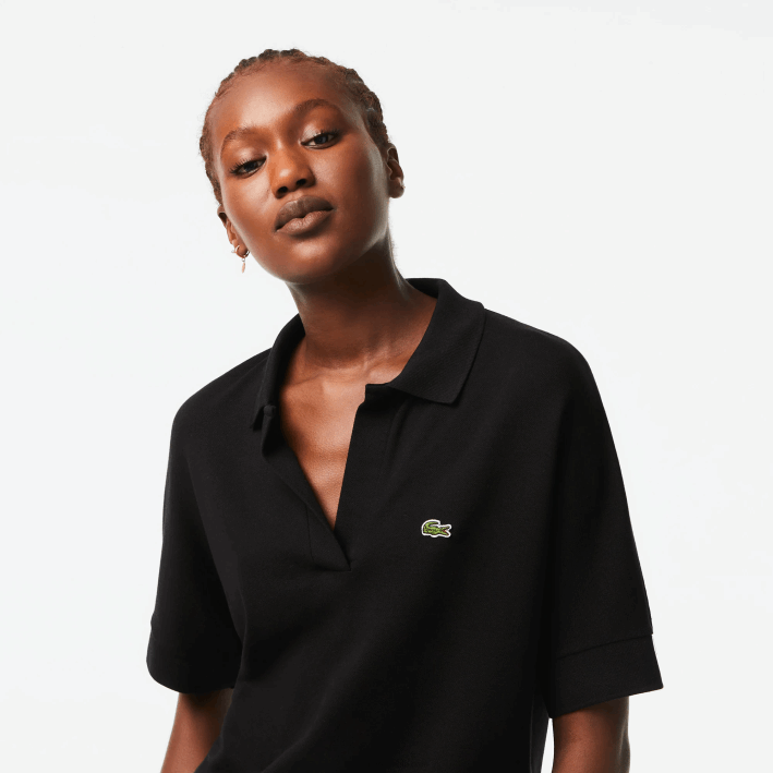 mujer Lacoste 6F242463 negro 031 polo de piqué fluido de corte holgado