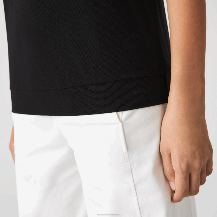 mujer Lacoste 6F242463 negro 031 polo de piqué fluido de corte holgado