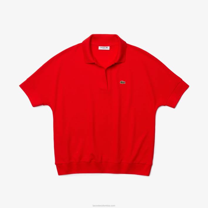 mujer Lacoste 6F242464 rojo f8m polo de piqué fluido de corte holgado