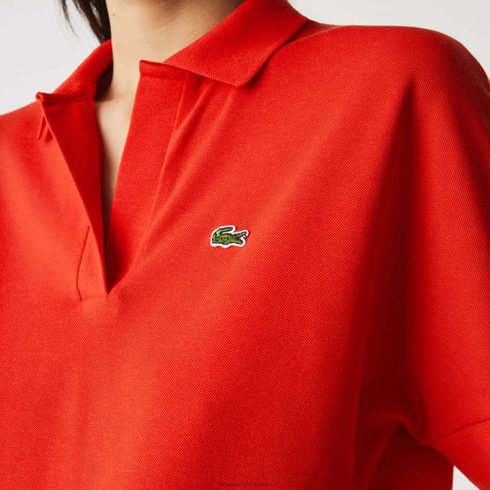 mujer Lacoste 6F242464 rojo f8m polo de piqué fluido de corte holgado