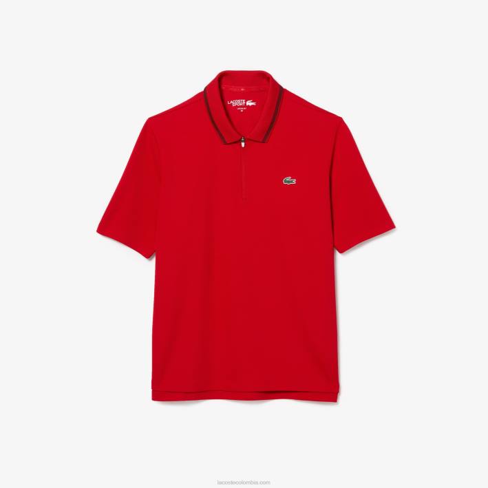 mujer Lacoste 6F242465 rojo burdeos z50 Polo deportivo de golf con cremallera en el cuello