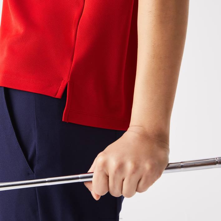mujer Lacoste 6F242465 rojo burdeos z50 Polo deportivo de golf con cremallera en el cuello