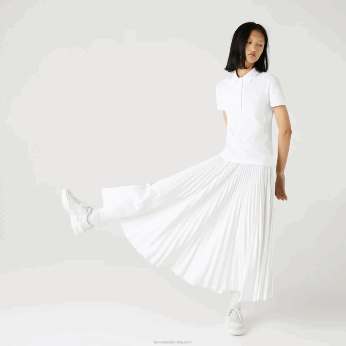 mujer Lacoste 6F242468 blanco 001 polo slim fit de piqué de algodón elástico