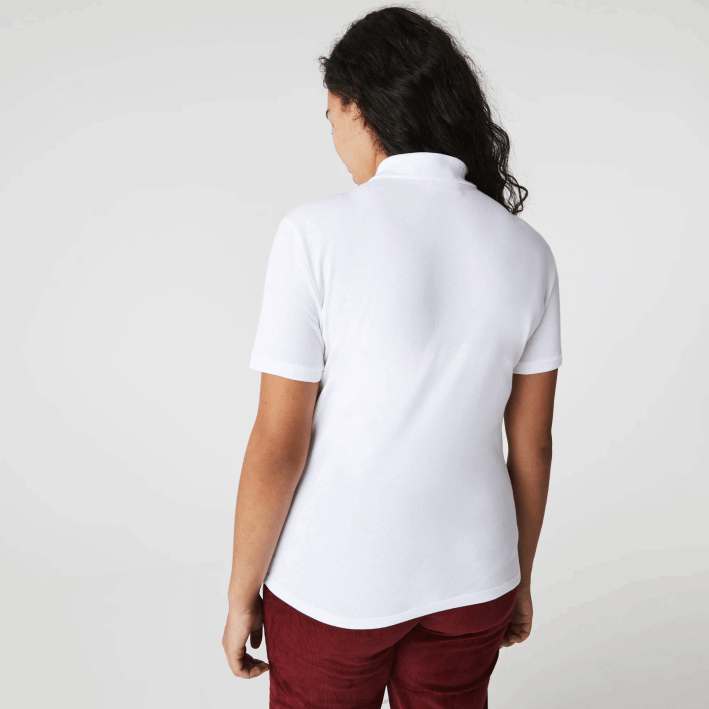 mujer Lacoste 6F242468 blanco 001 polo slim fit de piqué de algodón elástico