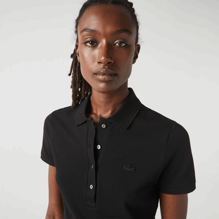 mujer Lacoste 6F242469 negro 031 polo slim fit de piqué de algodón elástico