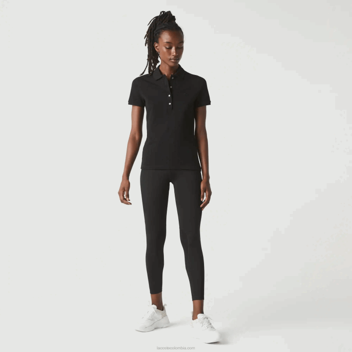 mujer Lacoste 6F242469 negro 031 polo slim fit de piqué de algodón elástico
