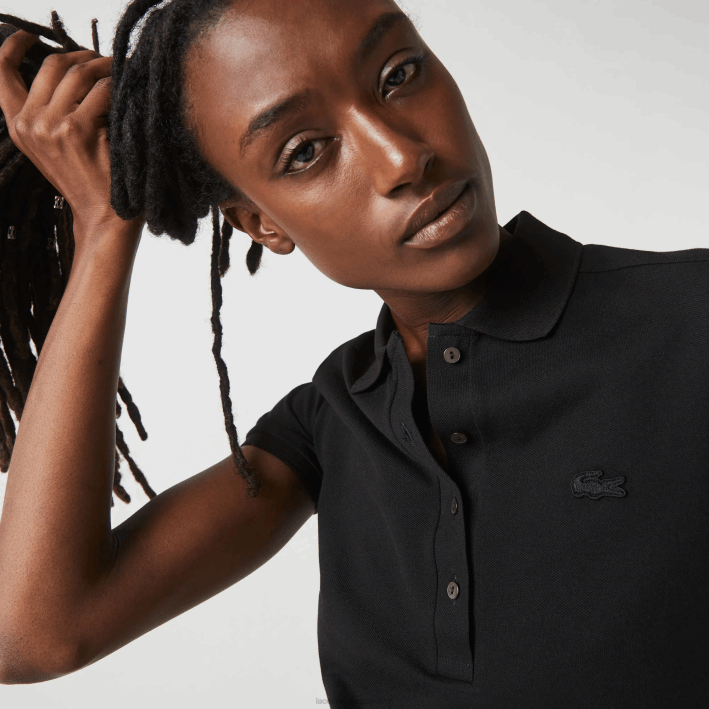 mujer Lacoste 6F242469 negro 031 polo slim fit de piqué de algodón elástico
