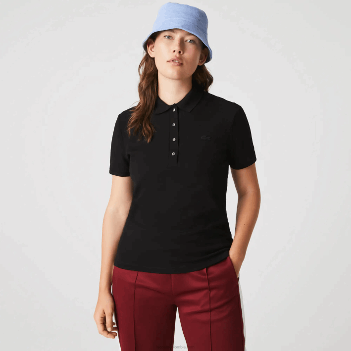 mujer Lacoste 6F242469 negro 031 polo slim fit de piqué de algodón elástico