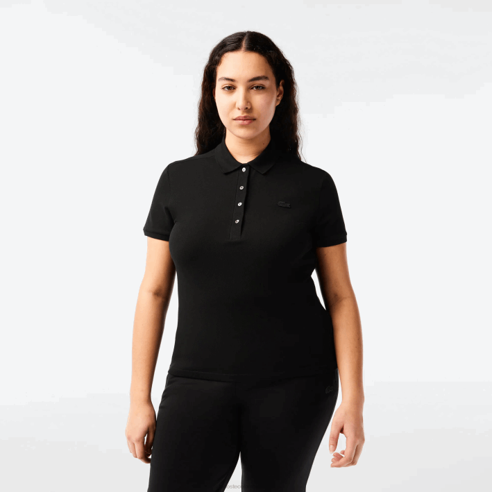 mujer Lacoste 6F242469 negro 031 polo slim fit de piqué de algodón elástico