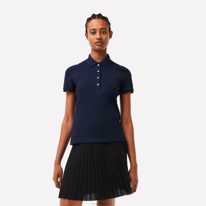 mujer Lacoste 6F242470 azul marino 166 polo slim fit de piqué de algodón elástico
