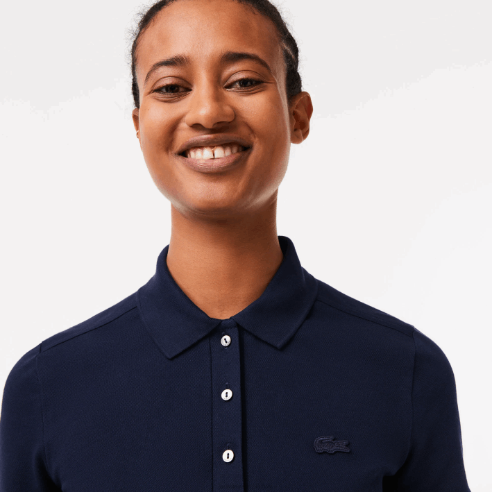 mujer Lacoste 6F242470 azul marino 166 polo slim fit de piqué de algodón elástico