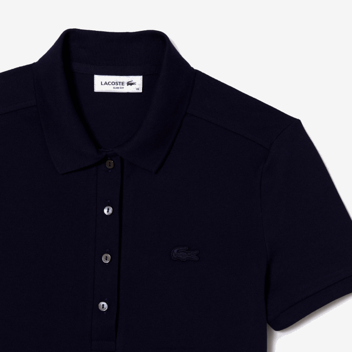 mujer Lacoste 6F242470 azul marino 166 polo slim fit de piqué de algodón elástico