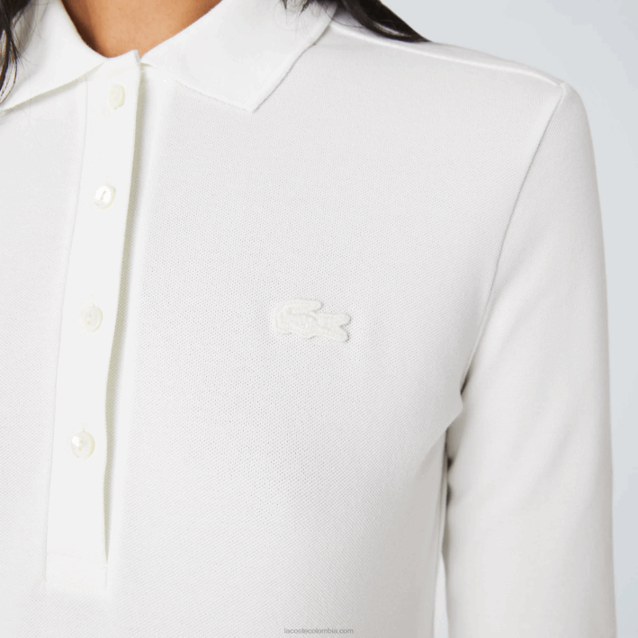 mujer Lacoste 6F242480 blanco 70v polo slim fit de piqué elástico