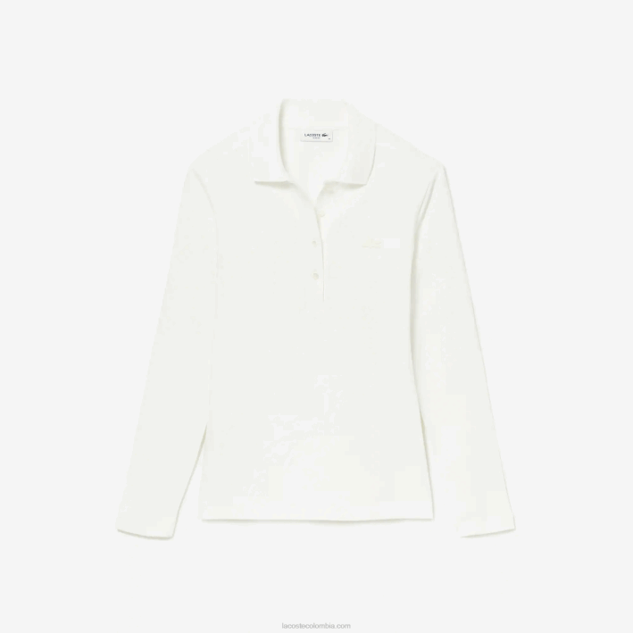 mujer Lacoste 6F242480 blanco 70v polo slim fit de piqué elástico