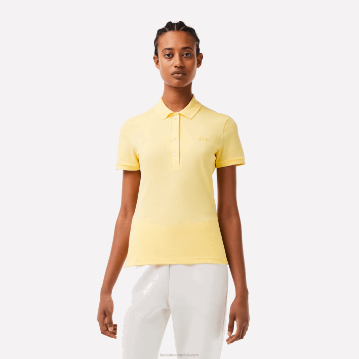 mujer Lacoste 6F242486 amarillo 107 polo slim fit de piqué de algodón elástico mujer Lacoste 6F242486 amarillo 107 polo slim fit de piqué de algodón elástico