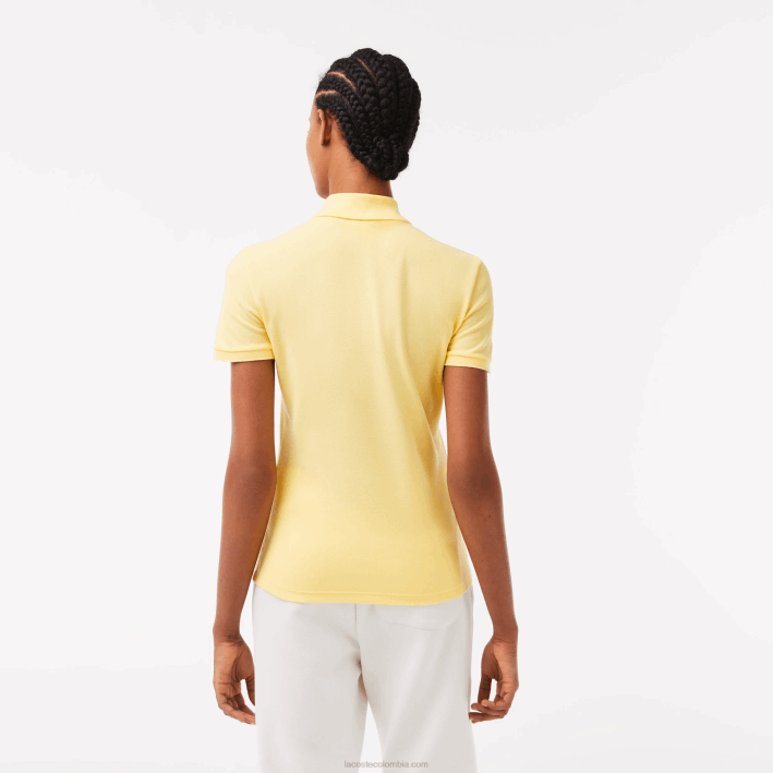 mujer Lacoste 6F242486 amarillo 107 polo slim fit de piqué de algodón elástico