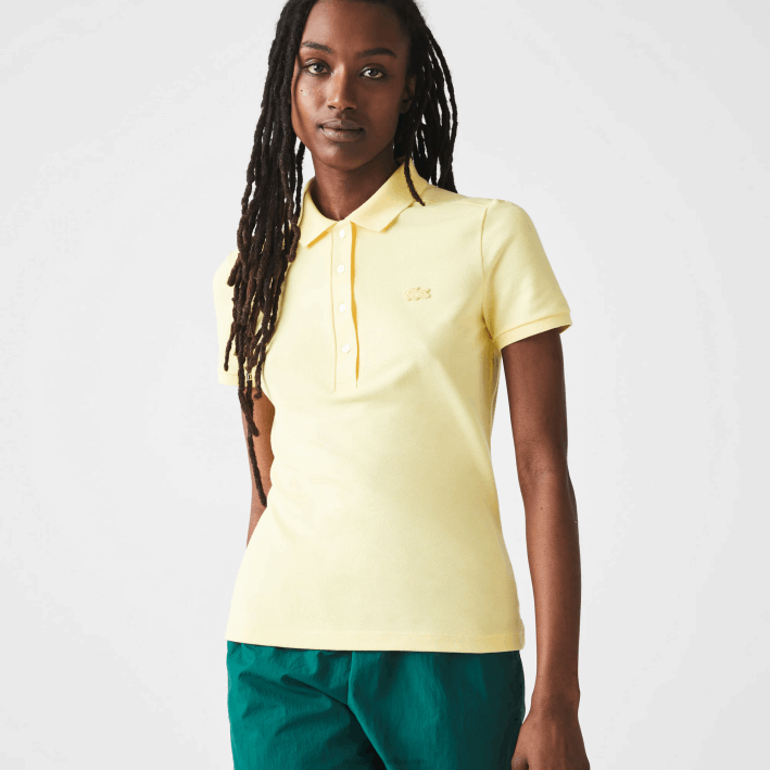 mujer Lacoste 6F242486 amarillo 107 polo slim fit de piqué de algodón elástico