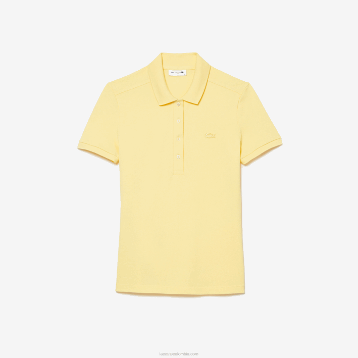 mujer Lacoste 6F242486 amarillo 107 polo slim fit de piqué de algodón elástico
