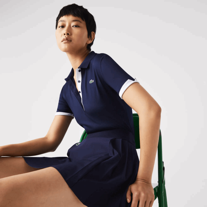 mujer Lacoste 6F242487 azul marino blanco 525 Polo de golf elástico deportivo transpirable mujer Lacoste 6F242487 azul marino blanco 525 Polo de golf elástico deportivo transpirable