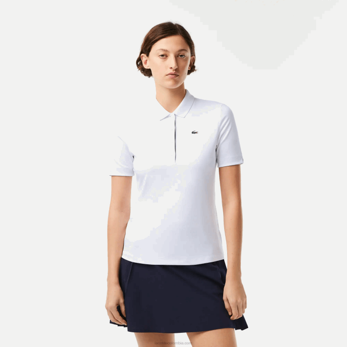 mujer Lacoste 6F242488 blanco azul marino 522 Polo de golf elástico deportivo transpirable mujer Lacoste 6F242488 blanco azul marino 522 Polo de golf elástico deportivo transpirable