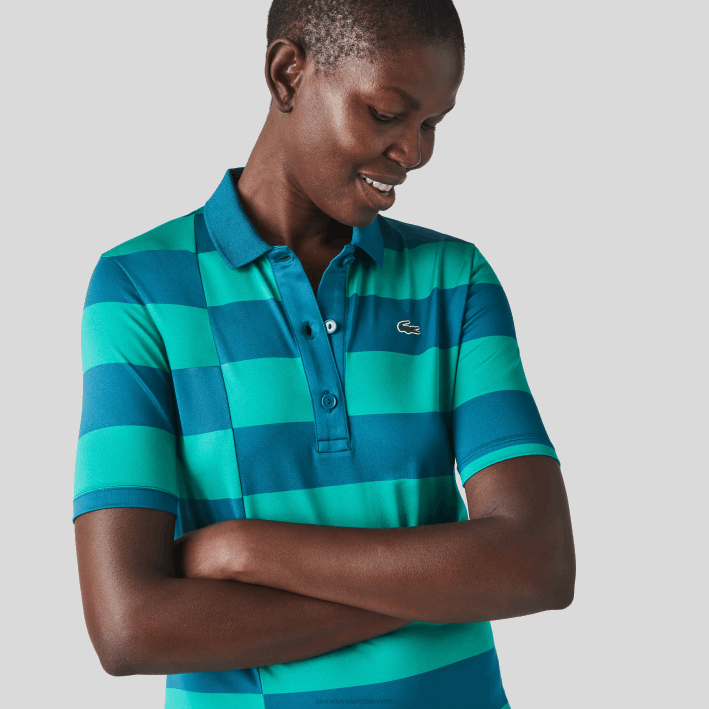 mujer Lacoste 6F242489 kxd verde jersey de golf de punto deportivo a rayas mujer Lacoste 6F242489 kxd verde jersey de golf de punto deportivo a rayas