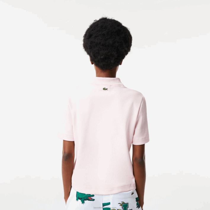 mujer Lacoste 6F242494 rosa claro t03 polo de corte regular con insignia de cómic