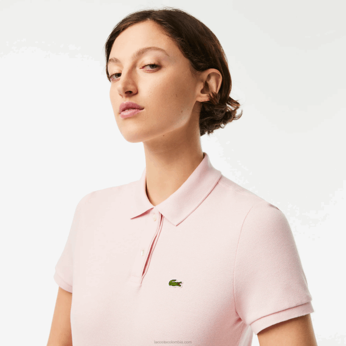 mujer Lacoste 6F242495 ady rosa claro Polo de petit piqué de algodón suave de corte regular