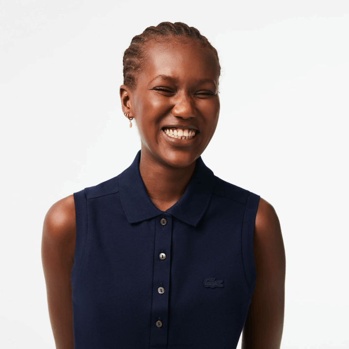 mujer Lacoste 6F242498 azul marino 166 polo slim fit sin mangas de piqué de algodón