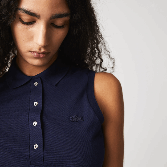 mujer Lacoste 6F242498 azul marino 166 polo slim fit sin mangas de piqué de algodón