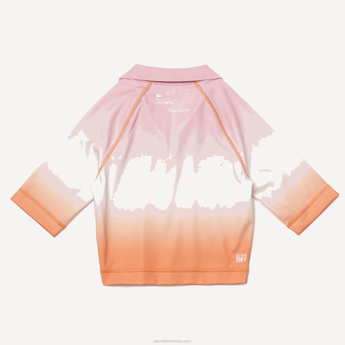 mujer Lacoste 6F242499 rosa blanco naranja dfk sport summer pack polo corto degradado y stretch