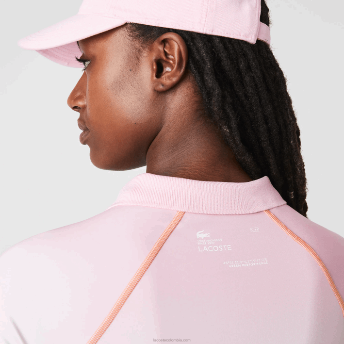 mujer Lacoste 6F242499 rosa blanco naranja dfk sport summer pack polo corto degradado y stretch