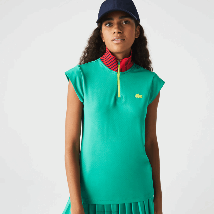 mujer Lacoste 6F242500 verde azul marino rojo sr9 polo deportivo de tenis con cremallera y cuello alto mujer Lacoste 6F242500 verde azul marino rojo sr9 polo deportivo de tenis con cremallera y cuello alto