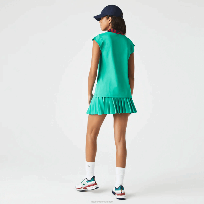 mujer Lacoste 6F242500 verde azul marino rojo sr9 polo deportivo de tenis con cremallera y cuello alto