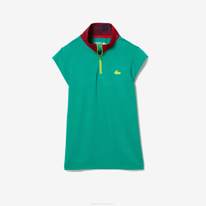 mujer Lacoste 6F242500 verde azul marino rojo sr9 polo deportivo de tenis con cremallera y cuello alto