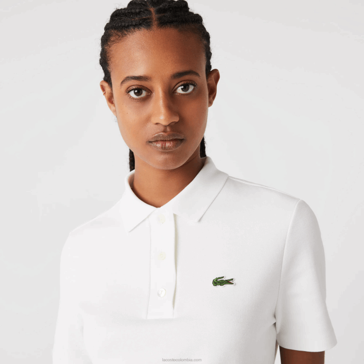 mujer Lacoste 6F242503 blanco 70v polo regular fit de algodón orgánico a rayas