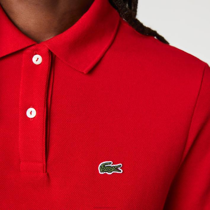 mujer Lacoste 6F242504 rojo 240 Polo de petit piqué de algodón suave de corte regular
