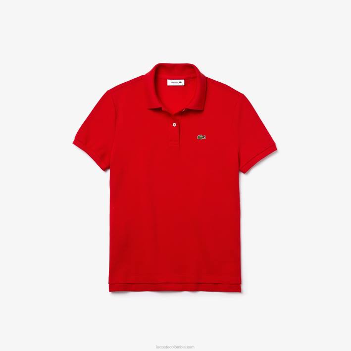 mujer Lacoste 6F242504 rojo 240 Polo de petit piqué de algodón suave de corte regular