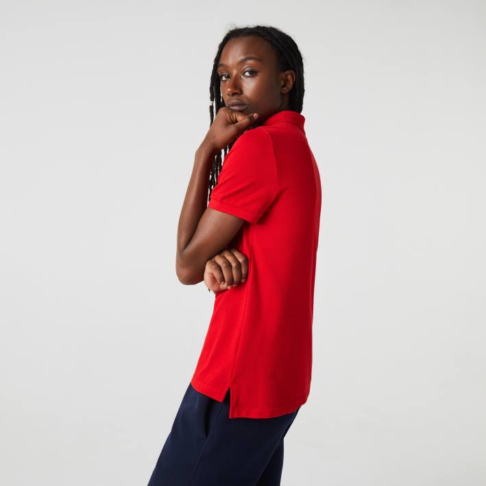 mujer Lacoste 6F242504 rojo 240 Polo de petit piqué de algodón suave de corte regular