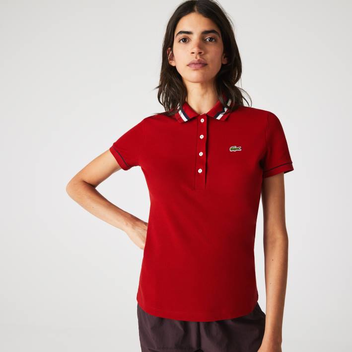 mujer Lacoste 6F242506 rojo blanco azul marino vlp Polo slim fit de piqué de algodón orgánico fabricado en Francia mujer Lacoste 6F242506 rojo blanco azul marino vlp Polo slim fit de piqué de algodón orgánico fabricado en Francia