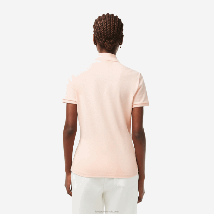 mujer Lacoste 6F242508 ady rosa claro polo slim fit de piqué de algodón elástico
