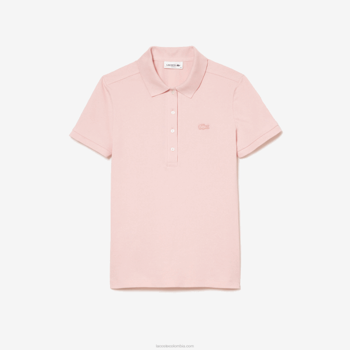 mujer Lacoste 6F242508 ady rosa claro polo slim fit de piqué de algodón elástico